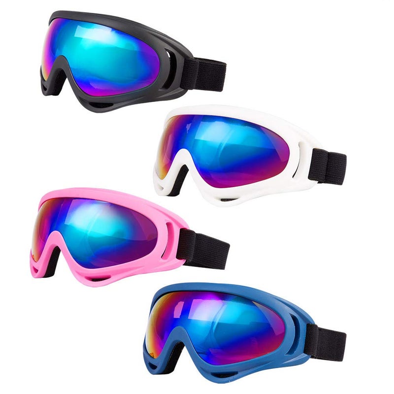 LJDJ Ski Goggles, Pack of 4 - Snowboard Adjustable UV 400 Protective Motorcycle Goggles Outdoor Sports Tactical Glasses Dust-proof Combat Military Sunglasses for Kids, Boys, Girls, Youth, Men, Women - Image 1